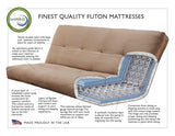 Jerry Sales FutonX Rustic Walnut Frame and Mattress Set with Choice to add Drawers, 8 Inch Innerspring Futon Sofa Bed Full Size Wood (Biege Matt, Frame and Drawers) Jerry Sales