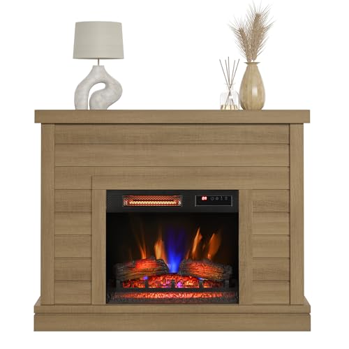 duraflame® Shiplap Wall Mantel Electric Fireplace, Calvin Brown Duraflame
