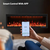 Valuxhome 42 inch Electric Fireplace Heater with App & Remote Control, Recessed and Wall Mounted Electric Fireplace, 1-9H Timer, 13 * 13 * 13 Color Combinations, Screen Touch, 1500/750W Valuxhome