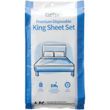ForPro Premium Disposable Sheet Set, 4-PC King Size Bedding for Travel, Includes Bed Sheet, Duvet Cover and Two Pillowcases, White ForPro Professional Collection