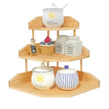 HYNAWIN Bamboo Corner Desk Organizer Shelf, 3-Tier Triangle Storage Rack for Office & Home, Space-Saving Desktop Shelf for Books, Stationery, Makeup, Small Items HYNAWIN