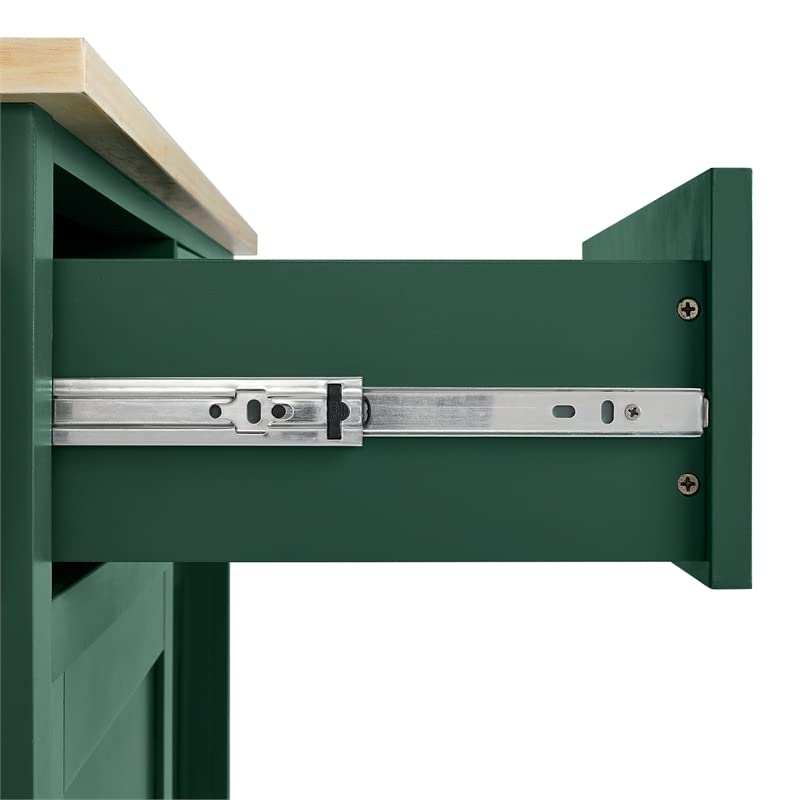 Pemberly Row Traditional Wood Drop Leaf Kitchen Island in Emerald/Natural Pemberly Row