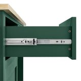 Pemberly Row Traditional Wood Drop Leaf Kitchen Island in Emerald/Natural Pemberly Row