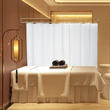 Iukar Privacy Partition Curtains,U-Shaped Rod Room Divider Curtains,Metal Support Wall Mounted Privacy Curtains with Flat Hooks for Fitting Room Beauty Salon Bedroom,7.54ft(White) lukar