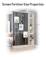 Wall Room Divider, Storage Cabinet Storage Display with Shelves, Modern Freestanding Wood Room Divider Screen, Wall Privacy Screens for Home Decorative (Beige+Black,39.5" L x 9.5" W x 79.5" H) Kavie