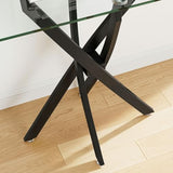 NIERN Tempered Glass Console Table with Metal Legs, Modern Narrow Sofa Table for Hallway Entryway (Black, 39"x18"x30") NIERN
