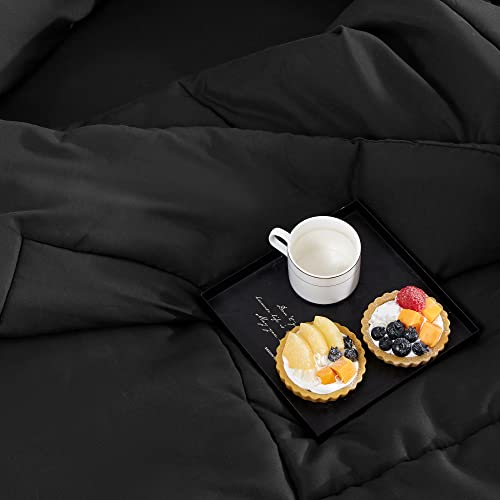 Sonive Full/Queen Comforter,Quilted Duvet All Season Down Alternative Bedding Duvet Insert Soft Fluffy Breathable Microfiber 200gsm with 8 Corner Tabs Easy Care Black Sonive
