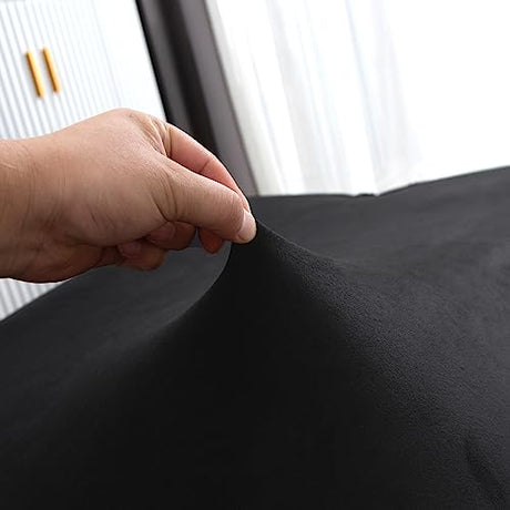 Stretch Futon Cover, Couch Cover for Futon, Armless Sofa Cover, Foldable Sofa Bed Slipcover Without Armrest, Universal Thick Sofa Slipcovers Furniture Protector for Kid, Pet(Velvet Black,Medium) SHEKAKO
