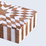 Handicrafts Home Handmade Decorative Storage Box with Lid, Wood & Resin Inlay Geometric Star Design, Coffee Table Storage Box, Remote Control Holder, Keepsake, Wooden Organizer for Home Decor- 8x5x2 Handicrafts Home