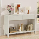 FATORRI Entryway Console Table with 2 Drawers, Modern Sofa Table for Living Room, Couch Tables Behind Sofa and Hallway Tables with Storage (47.2 inch, Antique White) FATORRI