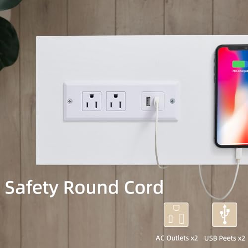 ZGREN Narrow Sofa Table with Outlet and USB Port, Behind Couch Table Skinny Console Table with Charging Station Thin and Long Slim Entryway Table for Living Room, Hallway, Entry Hall, Foyer, White ZGREN