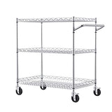 VEVOR Kitchen Utility Cart, 3 Tiers, Wire Rolling Cart with 661 LBS Capacity, Steel Service Cart on Wheels, Metal Storage Trolley with 80 mm Deep Basket Curved Handle 6 Hooks, NSF Listed VEVOR