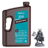 SUNLU 4KG Upgraded Standard 2.0 Photopolymer 3D Printer Resin 405nm UV-Curing Resin, Higher Precision, Stronger Toughness, Dark Grey 4000G