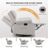 Korser Recliner Chair, 360 Swivel Rocker Chair for Adults, Small Rocking Recliner for Small Spaces, Upholstered Fabric Glider Recliner Nursery (Swivel Rocker Recliner, Off White)