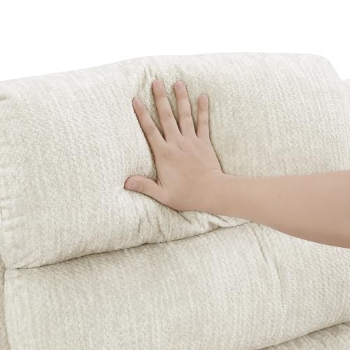 Lexicon Swivel Glider Reclining Chair, Textured Microfiber Manual Recliner, Comfy Nursery Glider Recliner, Swivel Reclining Chair for Living Room/Office/Bedroom/Apartment, Beige