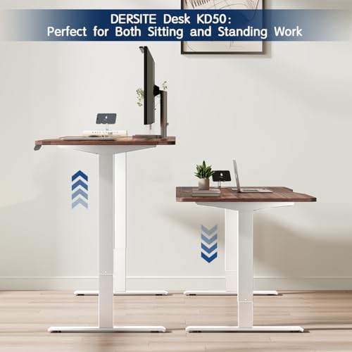 DERSITE Dual Motor Standing Desk Frame, Electric Adjustable Legs, Workstation Desk Base, Sit stand desk frame, 3 Memory Height Settings, with Cable Management Tray, Headphone Hook DERSITE