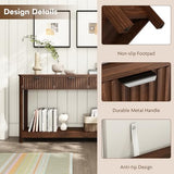 HOKYHOKY Fluted Console Table with Drawers, Modern 47.1" Entryway Table with Storage Shelf, Boho Narrow Skinny Behind Couch Wood Sofa Table for Living Room Hallway Entrance Foyer,Walnut HOKYHOKY