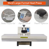 WUMSTOT Heat Press Machine 16x32: Large Format 2600W 110V Manual Clamshell Heat Transfer Press for T-Shirts Vinyl Sublimation DTF Printing Commercial Digital WUMSTOT