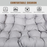 Double Hanging Egg Chair wth Stand, Patio Hammock Swing Chair with Cushion Loveseat for Bedroom, Balcony, Garden, Indoor, Outdoor HWB