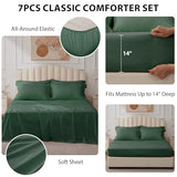 Velorose Queen Comforter Set Emerald Green - Bed in a Bag Queen Size 7 Pieces, Soft Bedding Set for All Seasons, Christmas Premium Queen Comforter Set with Comforter, Sheets, Pillowcases & Shams Velorose