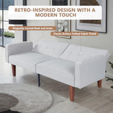 White Modern Guest Chair Sofa Recliner, Adjustable Cotton Fabric Futon Reclining Couch, Sofa Bed, Easy Assembly, Mid-Century Style Conference Seating for Office, Waiting Room, 68"L x 22.4"W x 28.7"H Generic