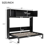 Harper & Bright Designs Full Size Murphy Bed with 3 Storage Cabinets, Rustic Wall Bed with X-Shaped Design, Space Saving Foldable Cabinet Bed for Home Office, Black Harper & Bright Designs