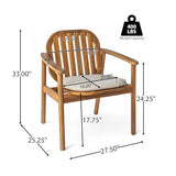 Christopher Knight Home Meja Acacia Wood Outdoor Dining Set for 6, Wooden 7 Piece Patio Dining Table Set, Wooden Outdoor Dining Armchair and Table Set with Cushion, Patio Furniture Set, Teak+Beige Christopher Knight Home