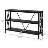 HOMISSUE Sofa Console Table, Rustic Console Table with 3-Tier Storage, Engineered Wood Sofa Tables with Open Shelves, Heavy Duty Entryway Tables for Living Room, Hallway (47 Inch, Black) HOMISSUE