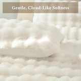 YIKUSH White Comforter Set King – Ultra Soft & Warm Faux Fur Comforter for Winter, Elegant Fluffy Comforter King Set with Pillowcases, Cozy White Bedding Set YIKUSH