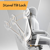 HOLLUDLE Ergonomic Mesh Office Chair - 3D Adjustable Lumbar Support & 3D Armrests, V-Shaped Back, Adjustable Desk Chair for Office & Home, White HOLLUDLE