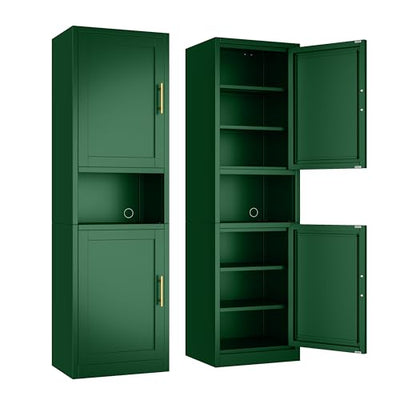 Ckzbx Tall Narrow Storage Cabinet 66.93" H Tall Bathroom Cabinet Metal Pantry Cabinets, 4 Adjustable Shelves for Kitchen, Home Office, Living Room, Dinning Room (20 inches Wide Green)