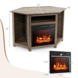 Tangkula Fireplace Corner TV Stand with LED Lights & Smart APP Control for 50 Inches TV, Entertainment Center with Adjustable Glass Shelves, 18” Electric Fireplace, Remote Control, Thermostat Tangkula