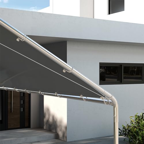 Outsunny 10' x 20' Carport Replacement Top Canopy Cover, UV Resistant and Water Resistant Car Port Portable Garage Tent Cover with Ball Bungee Cords, Dark Gray, Only Cover Outsunny
