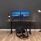 DRAGONN by VIVO Wooden Rocking Kneeling Chair, Ergonomic Rocker Stool for Home and Office, Angled Posture Seat, Black Frame, Black Cushions, DN-CH-K04RB DRAGONN