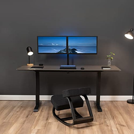 DRAGONN by VIVO Wooden Rocking Kneeling Chair, Ergonomic Rocker Stool for Home and Office, Angled Posture Seat, Black Frame, Black Cushions, DN-CH-K04RB DRAGONN
