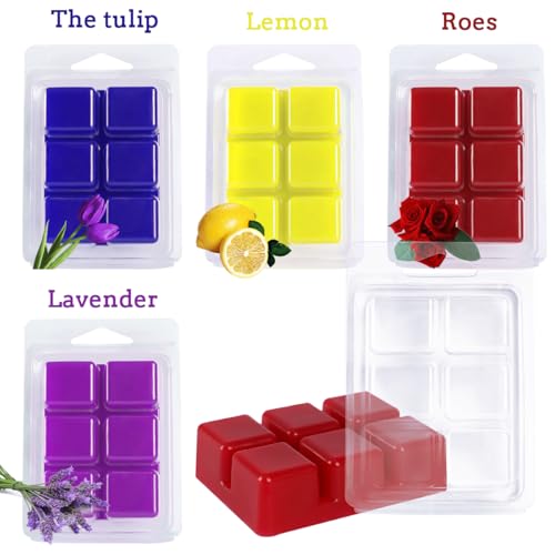 150 Packs Wax Melt Clamshells Molds, Clear Empty Plastic Cube Tray for Wickless Tarts Candles (Clear).