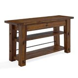 Durango 54-Inch Farmhouse-Industrial Style Wood Console Table with Two Open Shelves, Solid Wood Top, and Natural Grain and Knots – Fits TVs up to 60 Inches in Living Rooms by Alaterre Furniture Alaterre Furniture