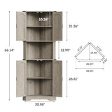 Maupvit Tall Corner Cabinet, Farmhouse Corner Storage Cabinet with 4 Barn Doors and Adjustable Shelves, Storage Pantry Cabinet for Kitchen, Living Room, Laundry Room, Grey Maupvit