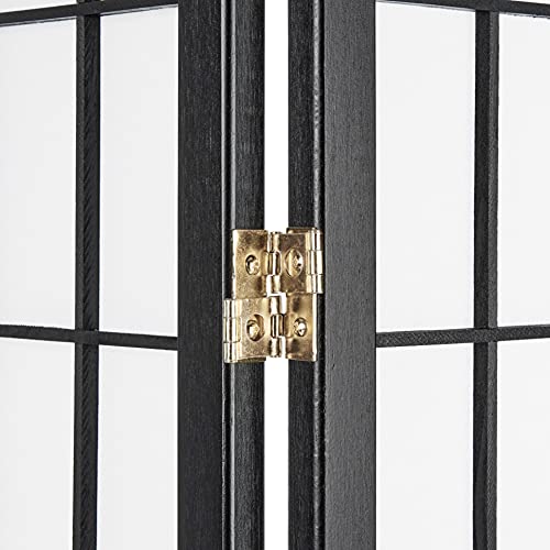 ORE International 4-Panel Shoji Screen Room Divider, Black Legacy Decor
