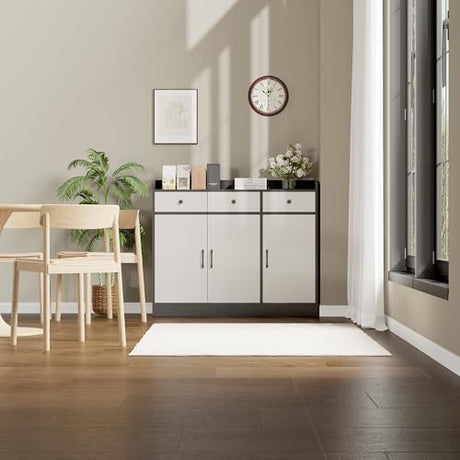 GarveeHome 42.5 in Sideboard Buffet Cabinet with Storage, Wooden Kitchen Storage Cabinet with Adjustable Shelf, Modern Coffee Bar Buffet Table for Living Room Entryway Dining Room GarveeHome