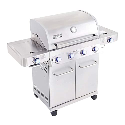 Monument Grills Larger 4-Burner Propane Gas Grills Stainless Steel with BBQ Cover(2 Items) Monument Grills