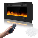Ariiles 36 Inch Electric Fireplace Insert, Electric Fireplace Wall Mounted with Remote & Timer, Low Noise Heater Fireplaces for Living Room, Modern Recessed Fireplaces Decor Ariiles