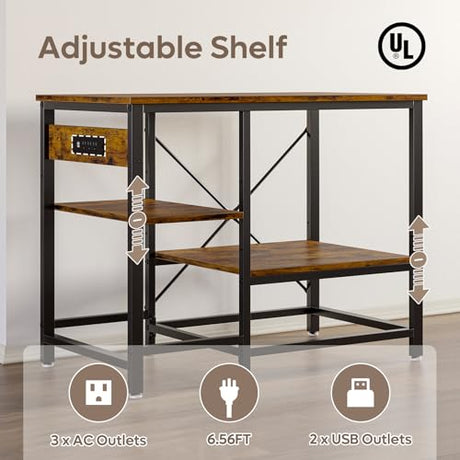Bestier 40-50 Gallon Fish Tank Stand with Power Outlet, 36x19 Metal Aquarium Stand, 6-Leg Reptile Tank Stand with 3-Tier Adjustable Storage Shelves, 660LBS Capacity Bestier