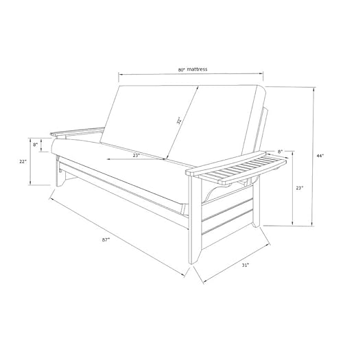 Kodiak Furniture Phoenix Queen Butternut Wood Storage Futon-Linen Stone Mattress Kodiak Furniture