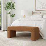 HomePop Arch Channel Bench|Bench for Living Room & Bedroom | Decorative Home Furniture - Rust Orange Velvet HomePop