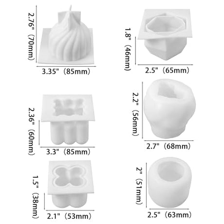 Afcabakila 6Pcs Silicone Candle Molds Set for Candle Making, Moldes para Velas 3D Yarn Ball Bubble Rose Cake Baking Dessert Soy Wax Soap DIY Scented Candles Craft Afcabakila