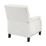 Lexicon Pushback Recliner Chair, Plaid Textured Fabric Armchair Push Back Reclining Chair, Nailhead Trim, Solid Wood Legs, Easy Assembly for Living Room/Office/Apartment, Off-White Lexicon