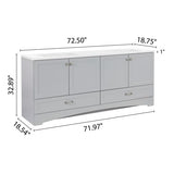 Spring Mill Cabinets Emlyn 72 Inch Double-Sink Bathroom Vanity with White Top, 2 Cabinets, 2 Drawers, 72.5" W x 18.75" D, Pearl Gray Spring Mill Cabinets