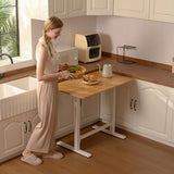 FitStand Pneumatic Standing Desk, 39.4" x 23.6" One-Piece Adjustable Height Home Office Desk, Rolling Computer Workstation with Hooks & Cup Holder,2 Rear-Mounted Hidden Casters, Maple FitStand