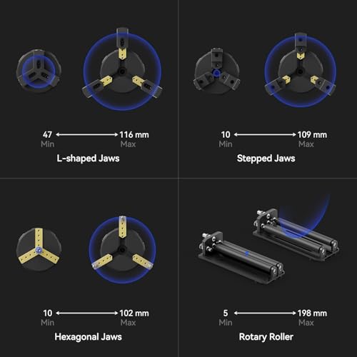 SCULPFUN RA Pro Max 4 in 1 Rotary Roller, Rotary Chuck for S9 S30 Ultra SF-A9 Series Laser Engraver, Multi-Function Y-axis Roller Engraving Module for Laser Engraving Irregular Round Objects SCULPFUN